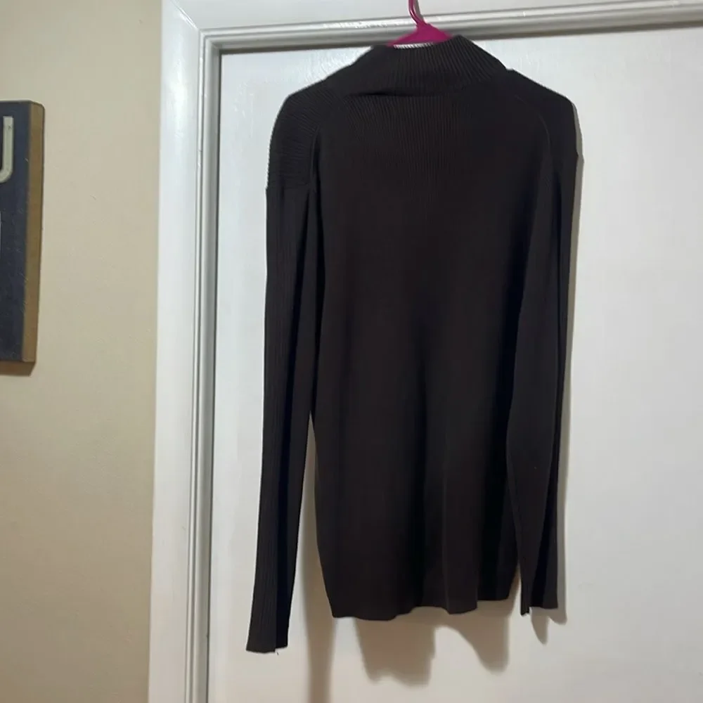 Perry Ellis Dark Chocolate Quarter-Zip Sweater NWT xl